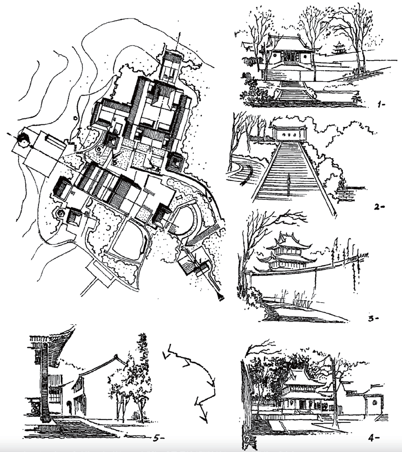 蘇州留園石林小院西視剖圖這一時期所表現出的對建築構圖原理的重釋