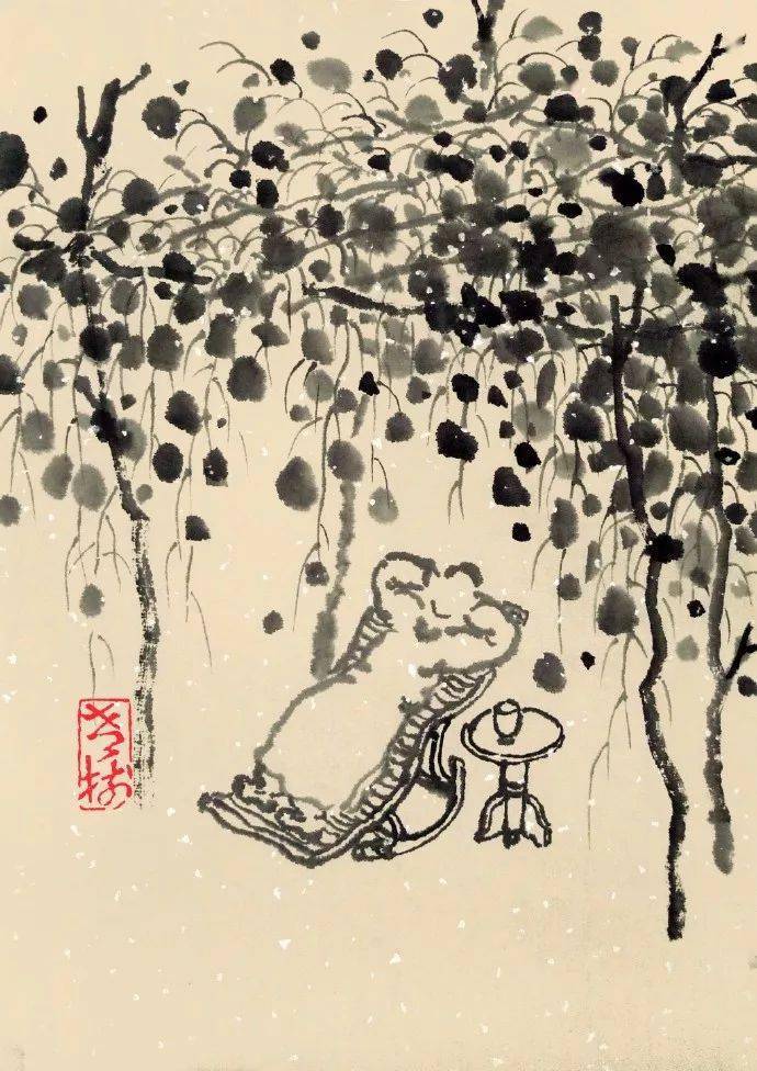 老树画画风萧萧兮易水寒赴考场兮别怕难十二年兮在磨刀试霜刃兮到人前