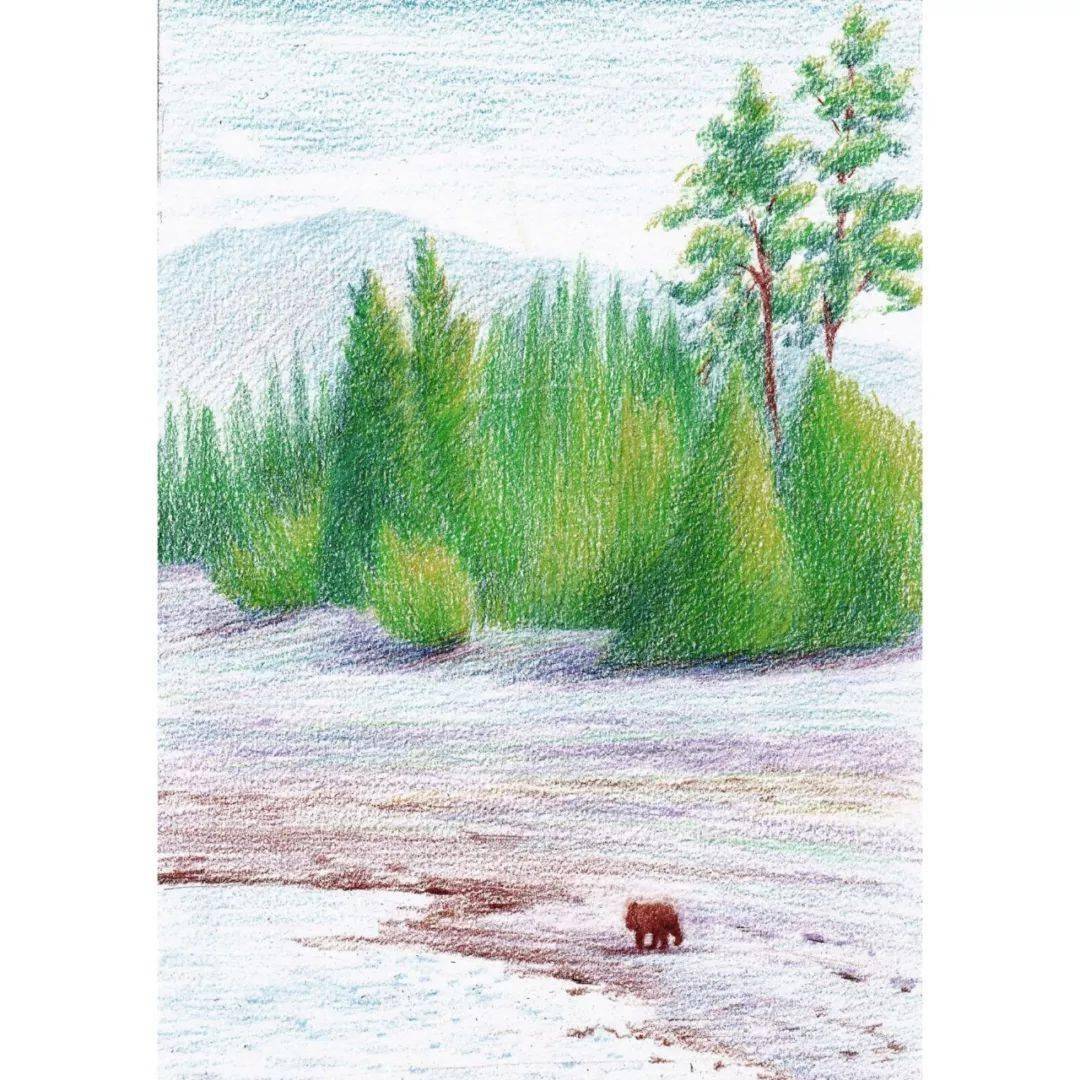 超美的彩铅风景其实画风景很简单