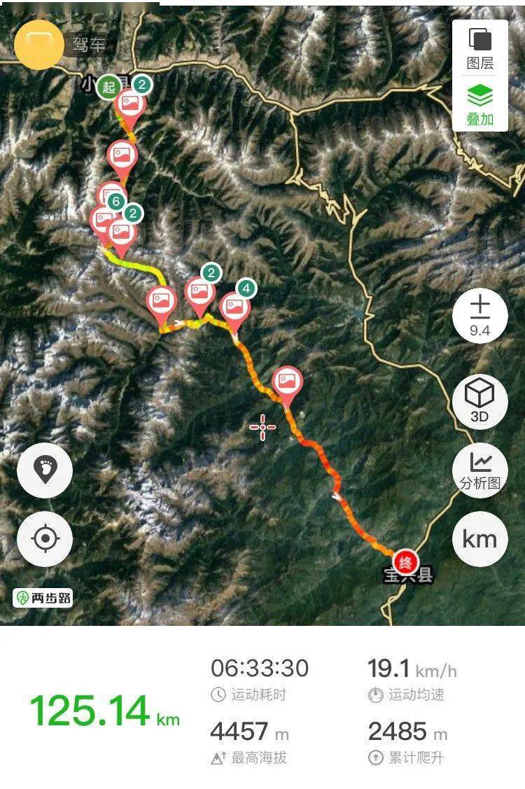 第一条:宝兴→小金,自驾路线如下图每种走法都是不同的体验!