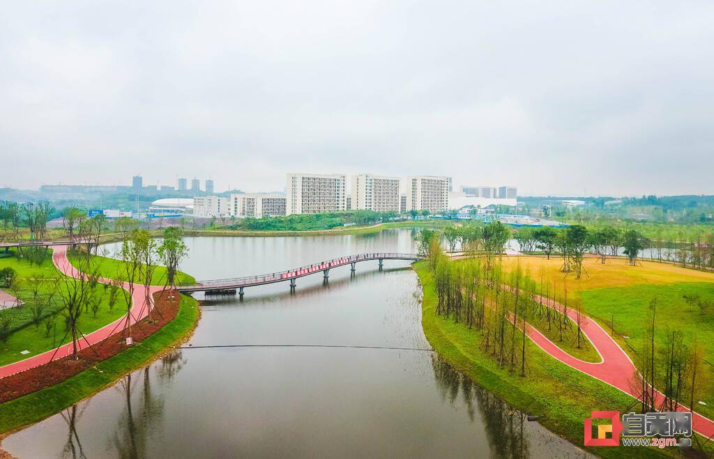 自贡东部新城添高颜值公园宜昆河湿地公园草木葱茏湖水澄碧