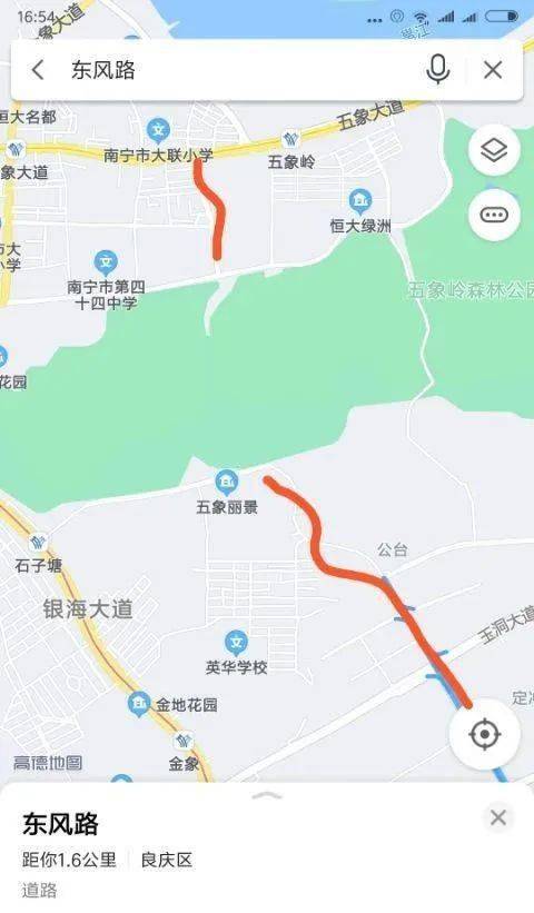 东风路位于南宁市良庆区大沙田,南北走向,最早北起银沙大