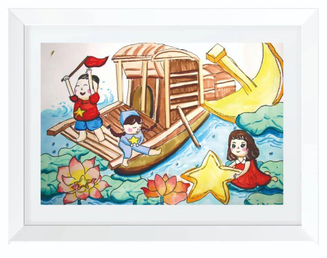 南湖红船会议绘画图片