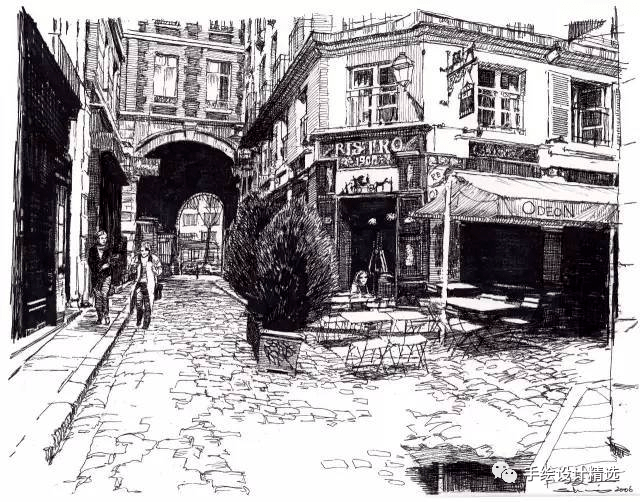 他山之石艺王受之建筑钢笔画