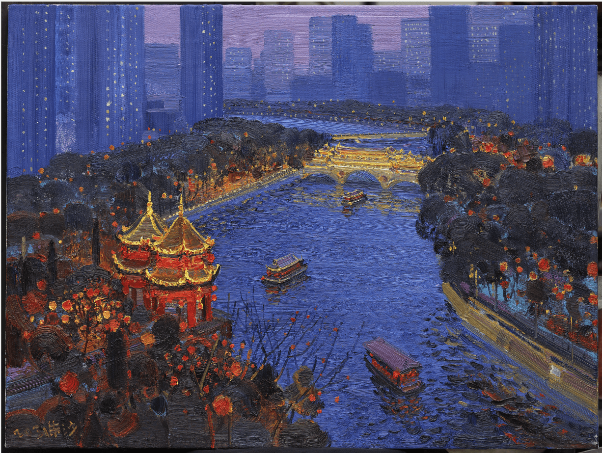 新天府盛景图主题美术创作成果展油画版画在成都市美术馆开幕