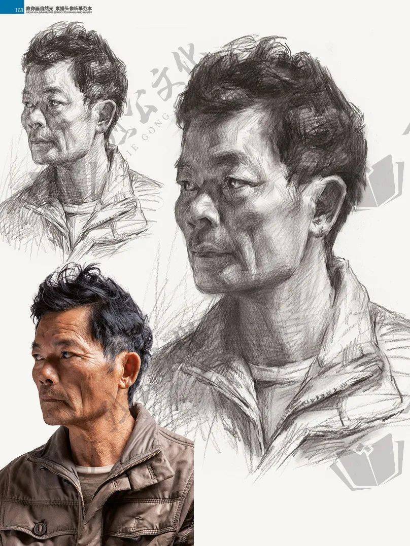 陈明钱教你画自然光头像临摹范本复杂原理简约化精准概括手法3小时