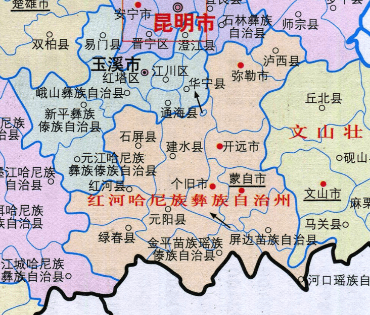 红河地图位置图片