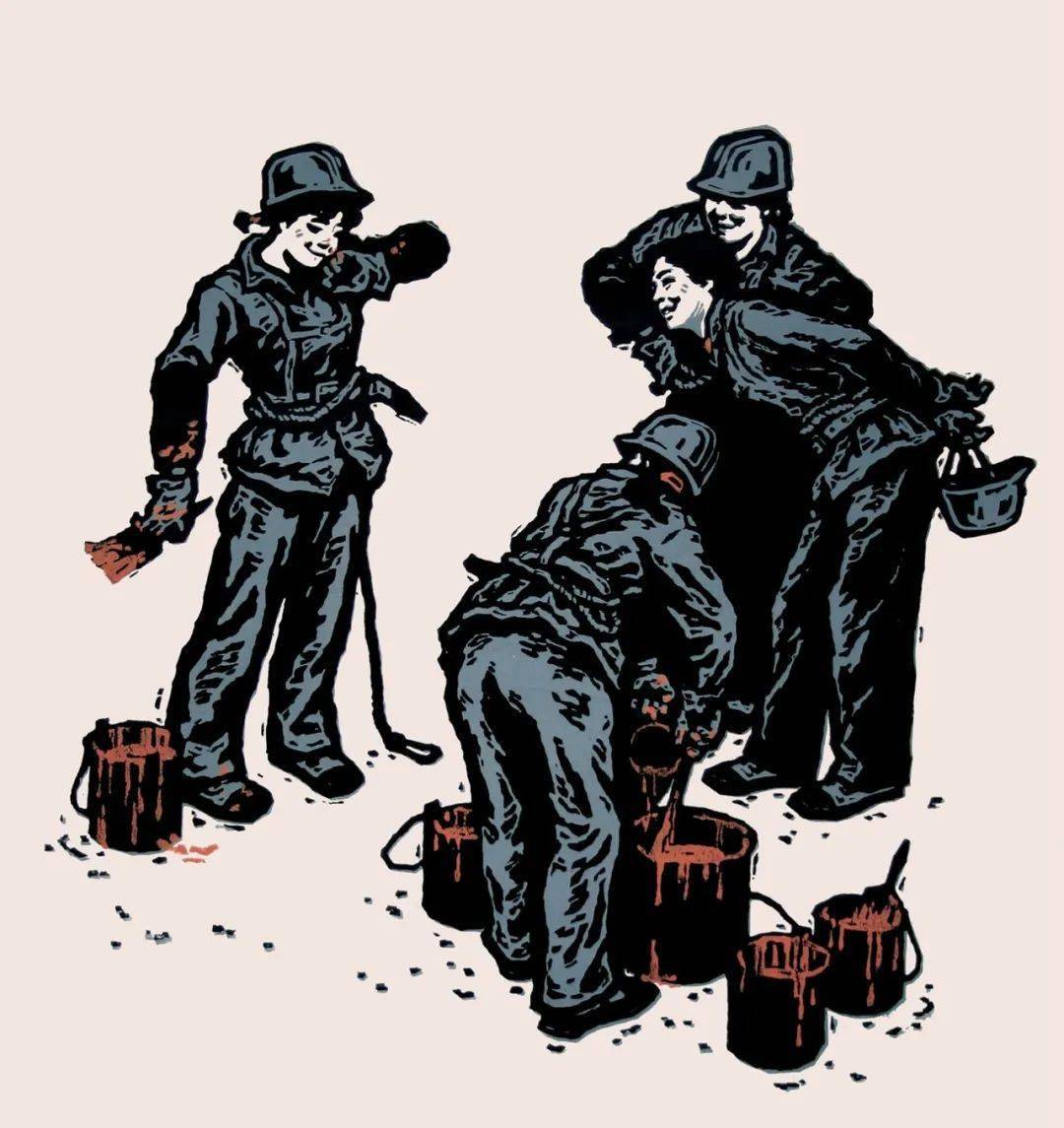 版画中冶丨为党奋斗美如画_劳动