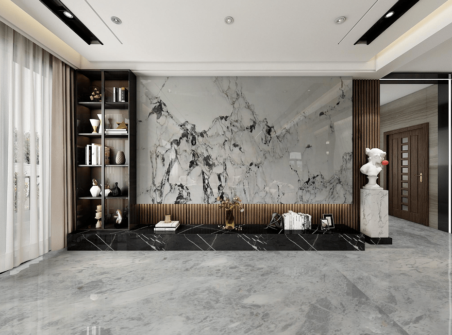 50款新中式大理石背景墙案例_传统