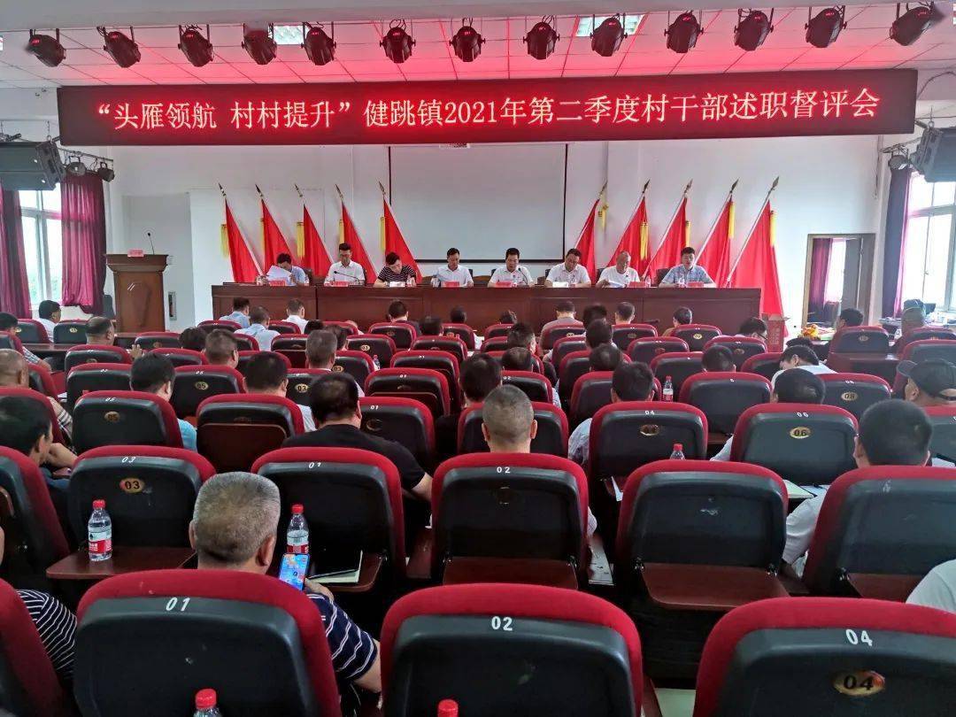 履职践诺实干比拼健跳镇召开头雁领航村村提升第二季度村干部述职督评