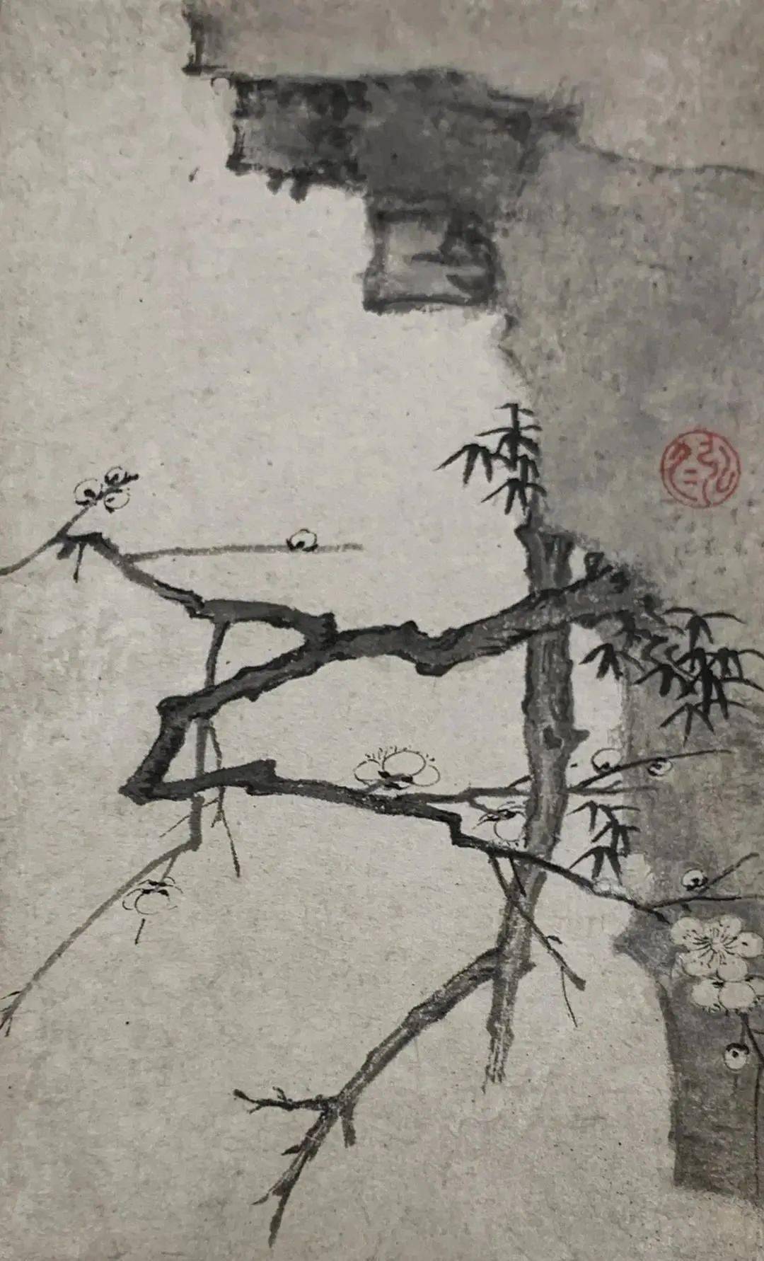 世界】一位僧人的梅花,可能是参禅的缘故,其作品极为简练,很有禅意