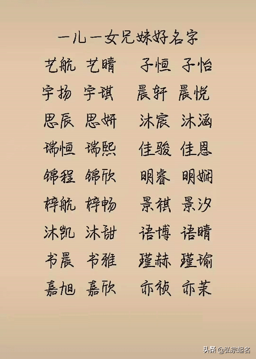 宝宝起名一儿一女兄妹好名字分享