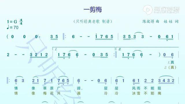 經典老歌一剪梅有聲簡譜節奏好不跑調