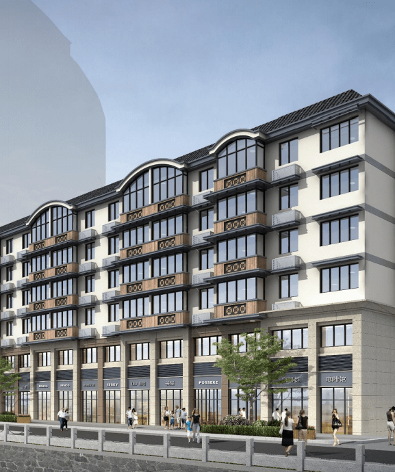 建筑立面改造前vs改造效果对比图夜景提升工程灯光交映色彩斑斓为老街