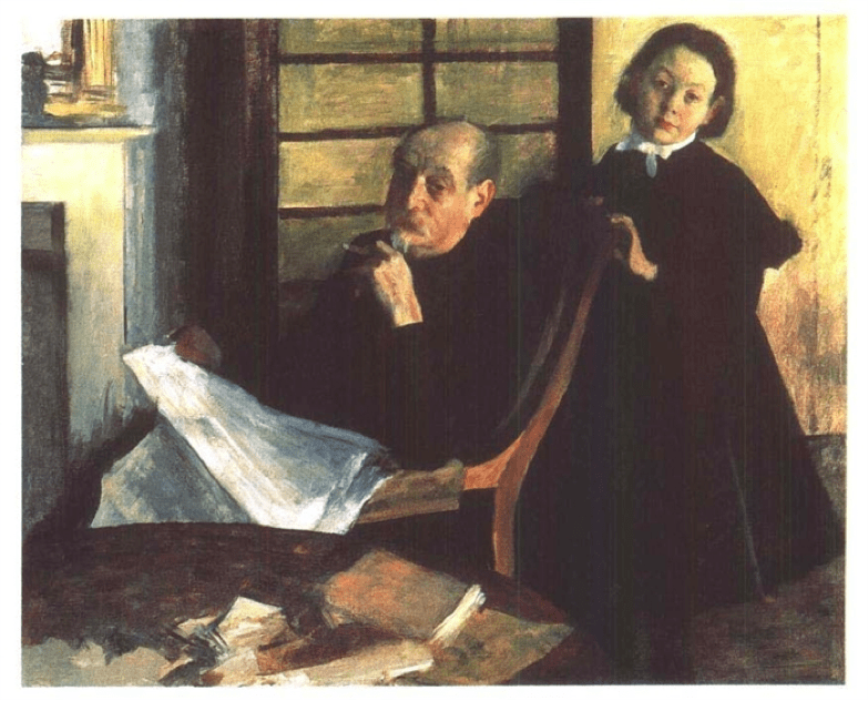 《亨利·德加和他的侄女露西》德加1876年《灰色与黑色的布局:画家