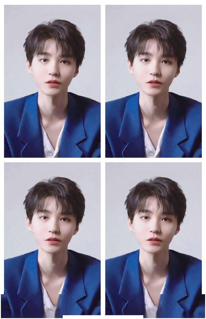 蓝色西装的王俊凯证件照安排上了 不得不说这届的粉丝们太会搞了