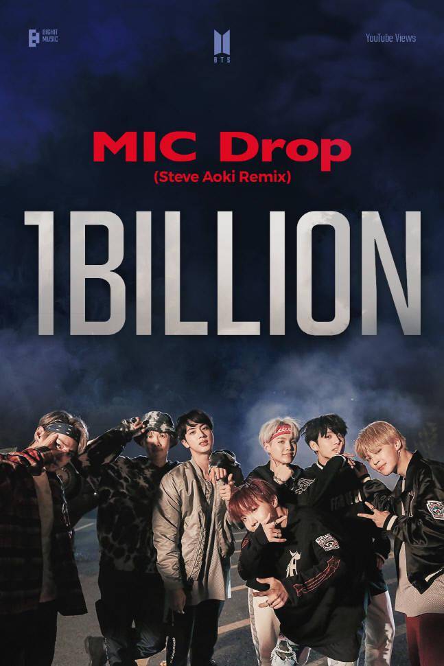 防彈少年團於2017年11月公開的《mic drop》remix mv在youtube上的