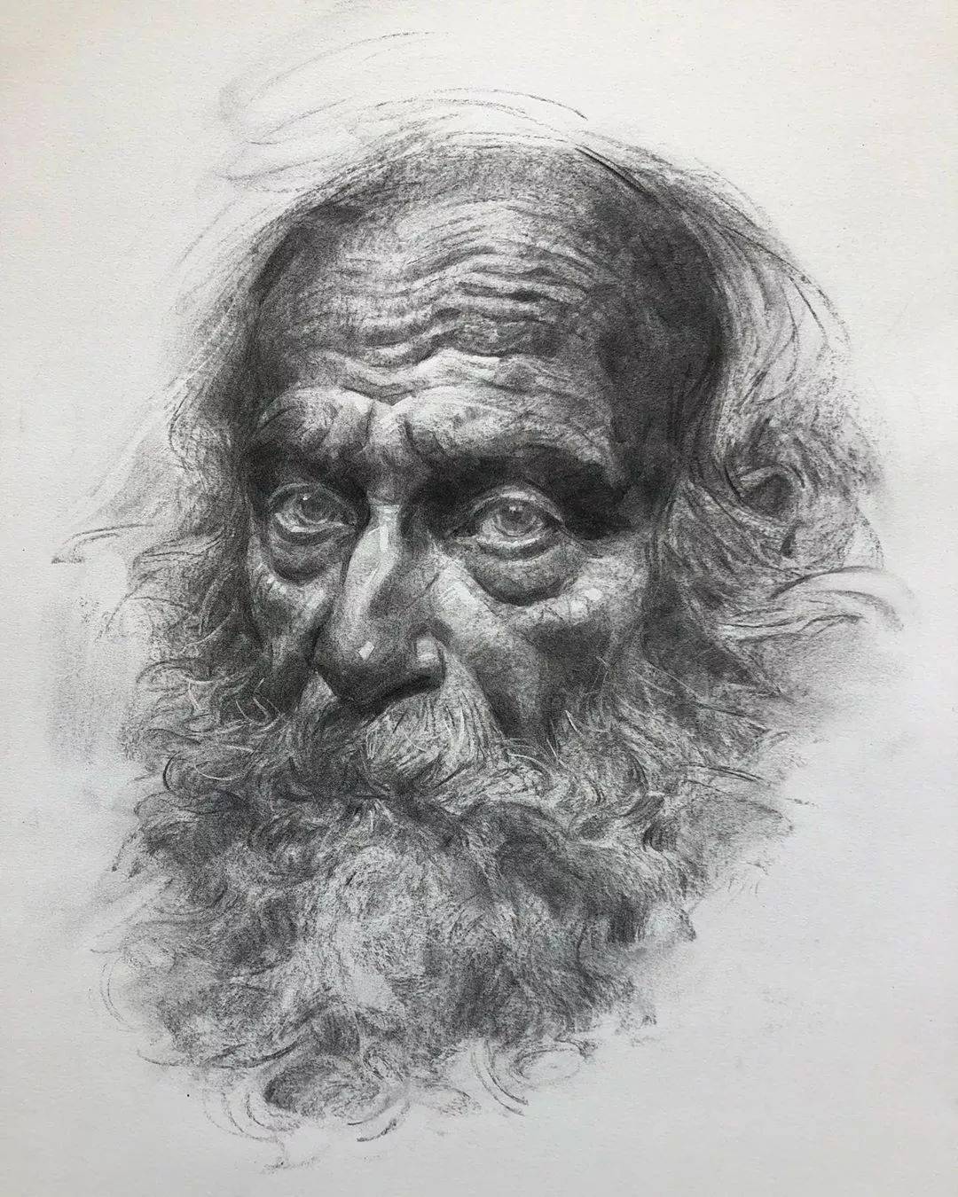 旧金山艺术大学教授的炭笔素描画得太精彩了