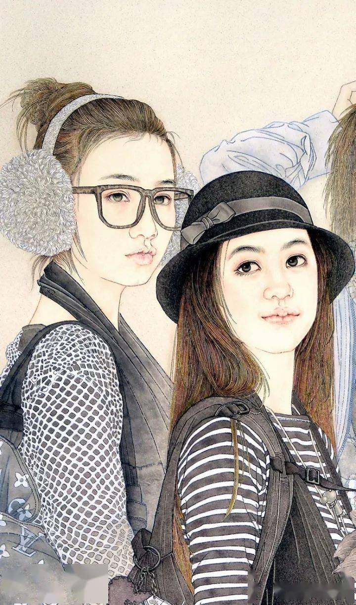 张艺的工笔人物设色高雅笔墨细腻