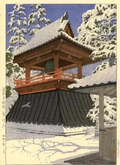 浮世绘中的雪景体现了日文化中的"物哀",美好的事物在人世流转中,面对