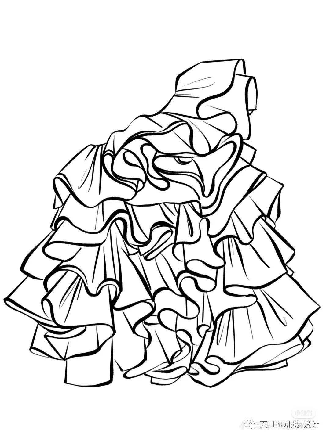 褶皱王者千层褶皱线条款式图168款ipadprocreate软件手绘笔绘制