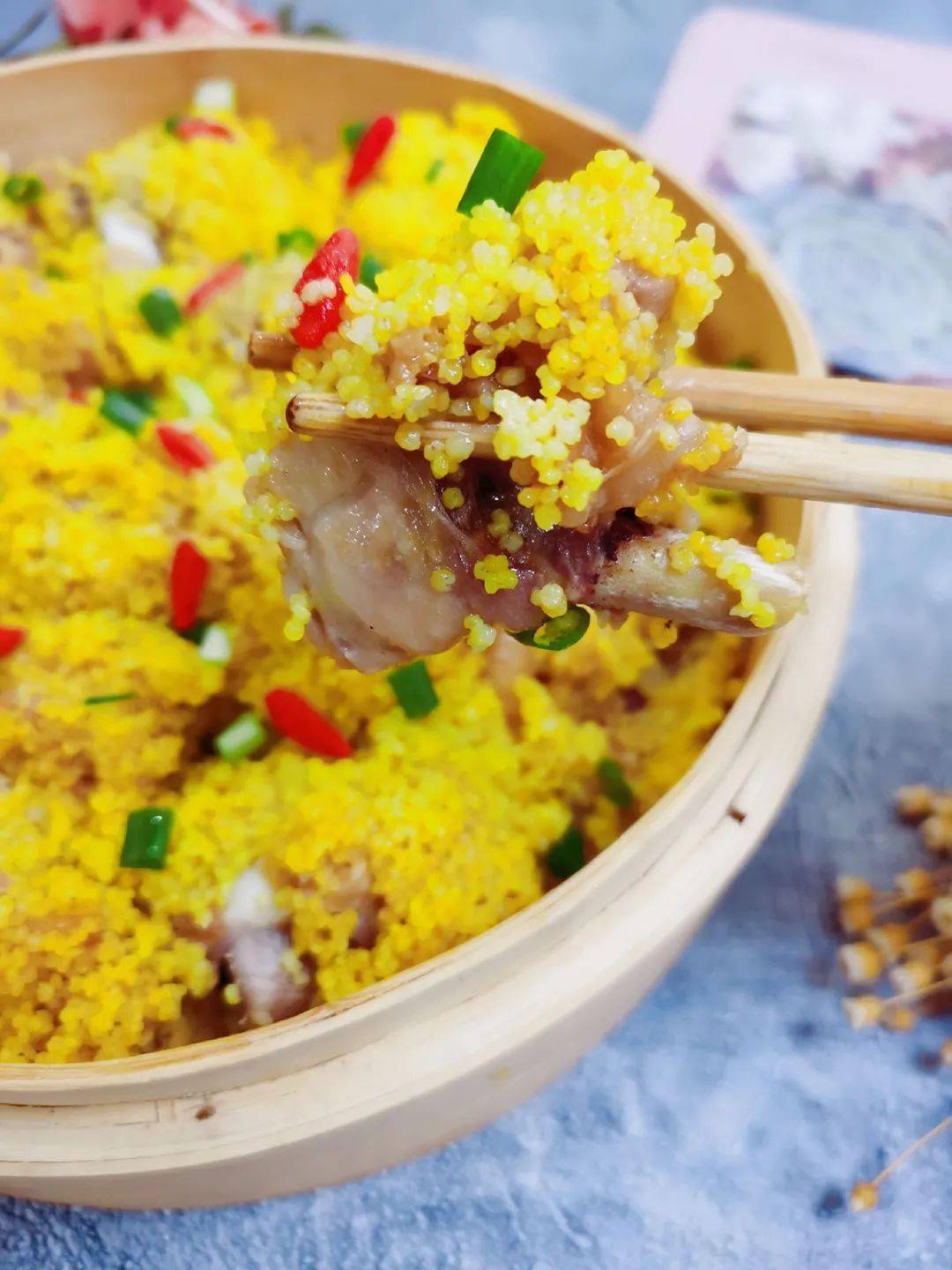 小米粉蒸鸡解锁鸡肉新吃法别有一番滋味