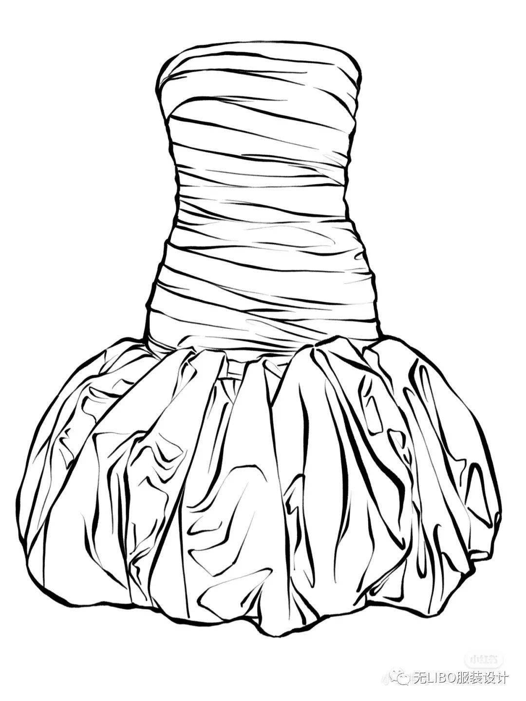 褶皱王者千层褶皱线条款式图168款ipadprocreate软件手绘笔绘制