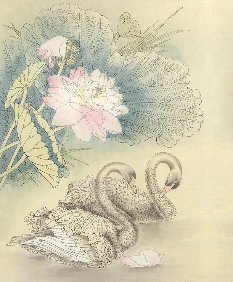 工笔鹅朝朝暮暮永相随绘制步骤