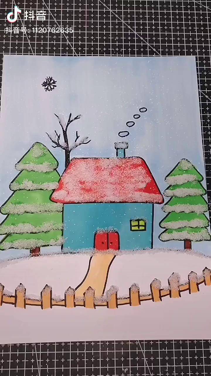 儿童雪景图画简笔画图片
