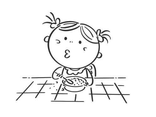 正在吃饭的小孩简笔画图片