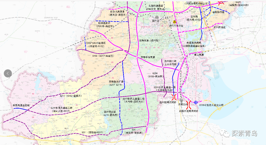 胶州南北大通道路线图图片