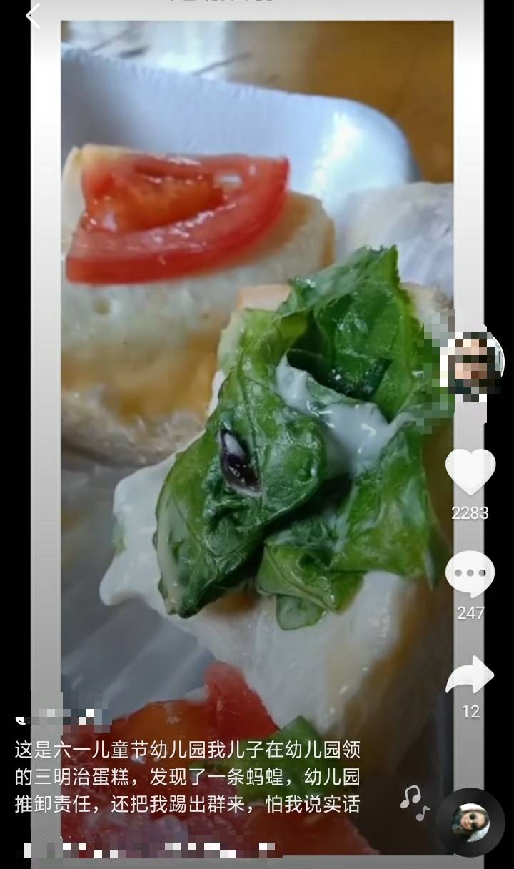 女士|满哥维权 | 儿子从幼儿园领的蛋糕中有蚂蟥？园方和商家：仅凭视频图片无法认定