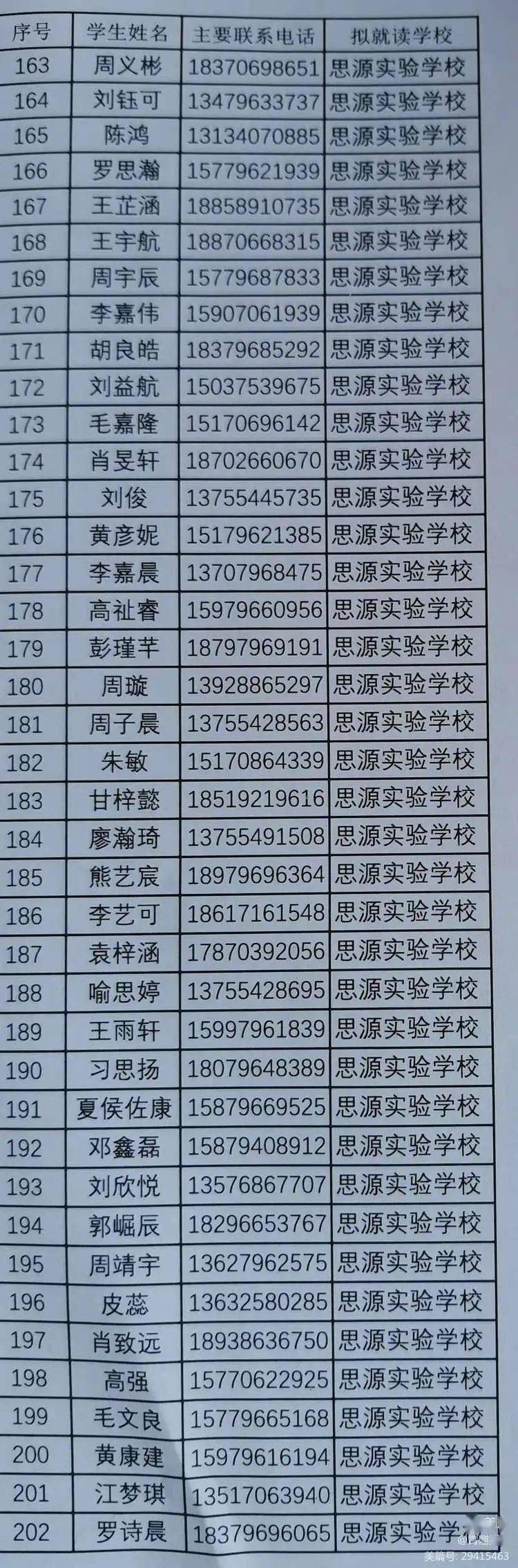 吉水县思源实验学校2021年秋一年级第一批审核通过名单
