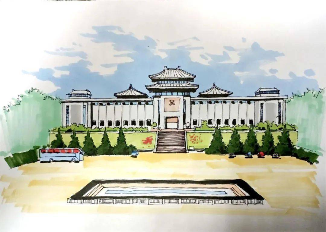中国革命建筑手绘图片