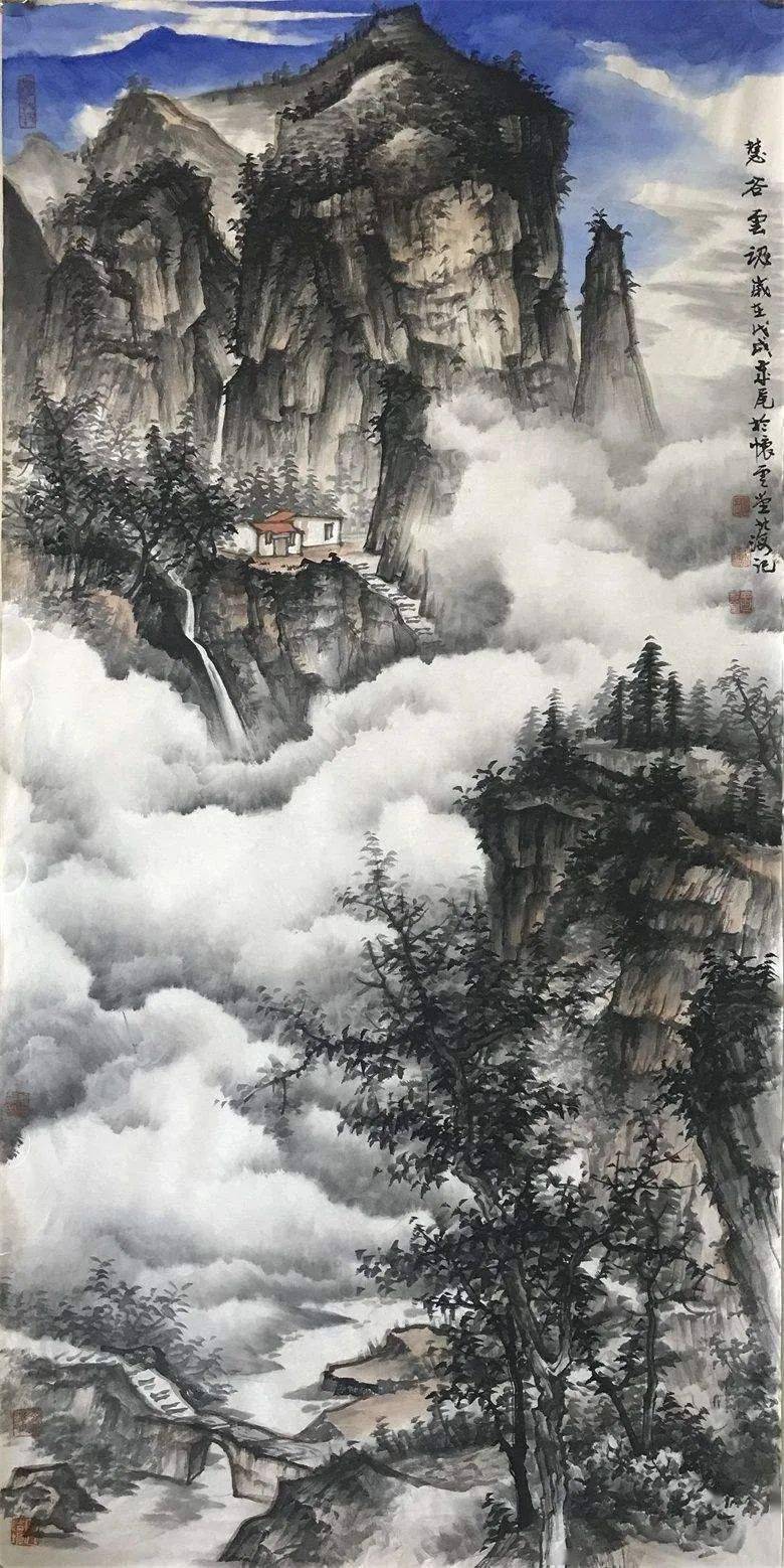 这组山水画云雾缭绕宛如仙境