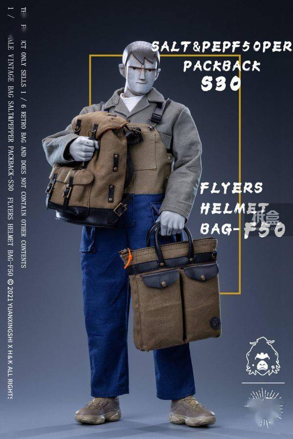 蜡布|猿行师 1/6 F50头盔包 S30复古双肩包 潮流兵人人偶配件