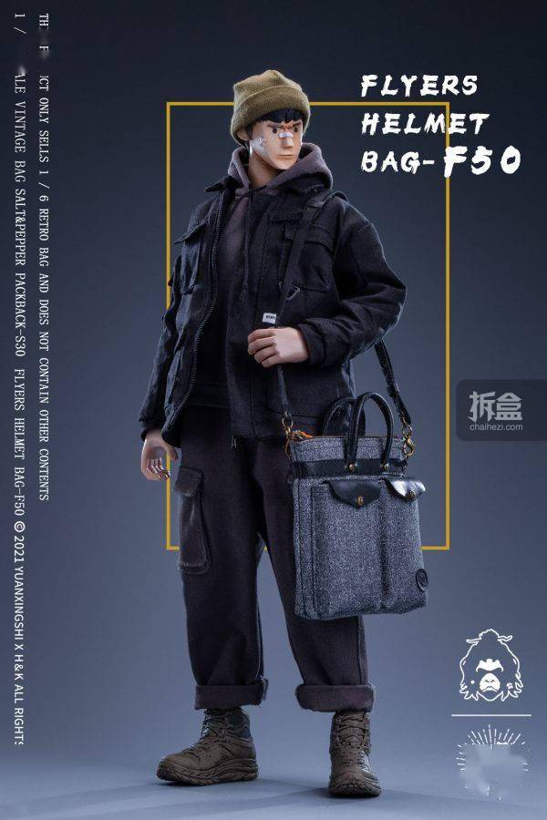 蜡布|猿行师 1/6 F50头盔包 S30复古双肩包 潮流兵人人偶配件