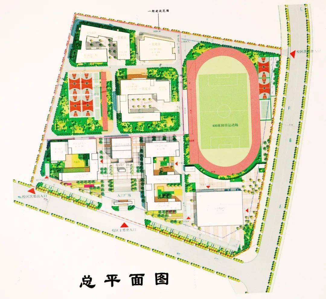 新校区平面图新建成的昆明市外国语学校呈贡校区(小学部),环境优美