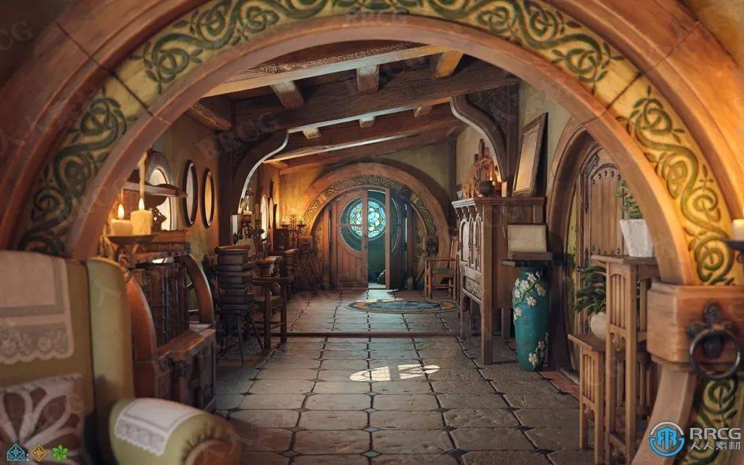 梦幻复古走廊动画建筑场景环境3d模型合集