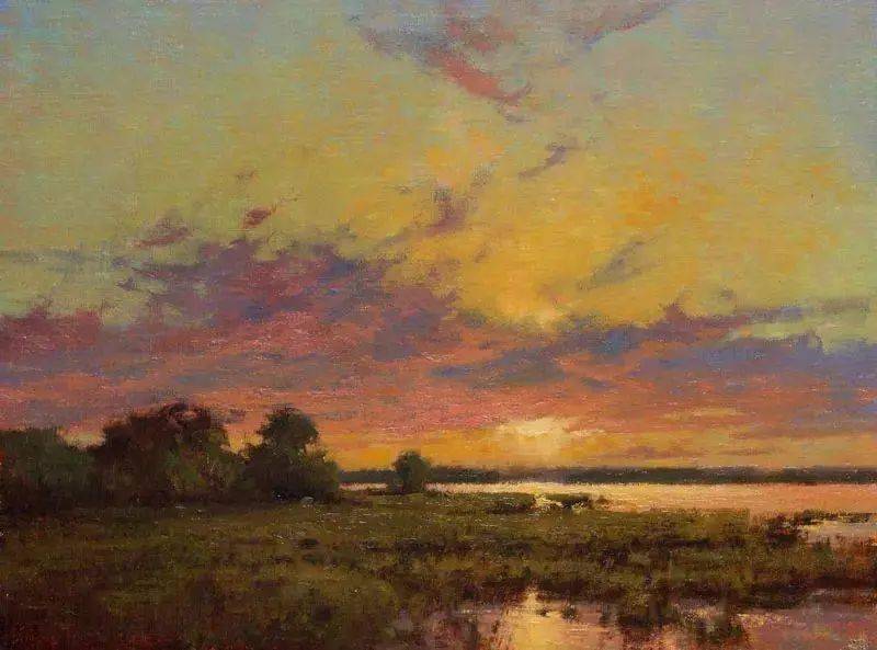 壮丽的山脉和海岸线景色美国女画家辛迪拜伦油画作品欣赏