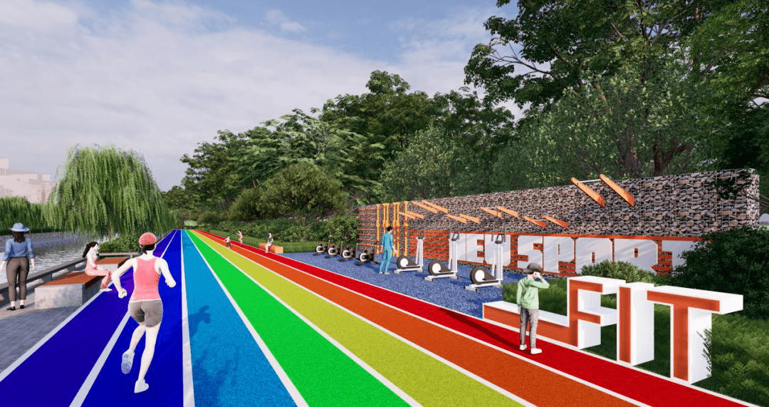 网红打卡点彩虹跑道效果图