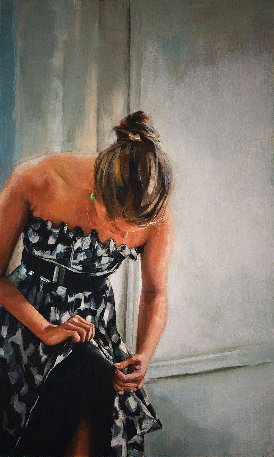 德国画家爱德华高登油画作品中女人的背影太美了