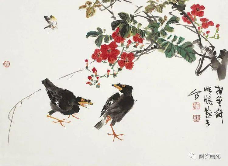 雪濤 花鳥圖 肉筆 紙本