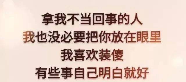 我也没必要把你放在眼里,我喜欢装傻,有些事自己明白就好,但绝对不
