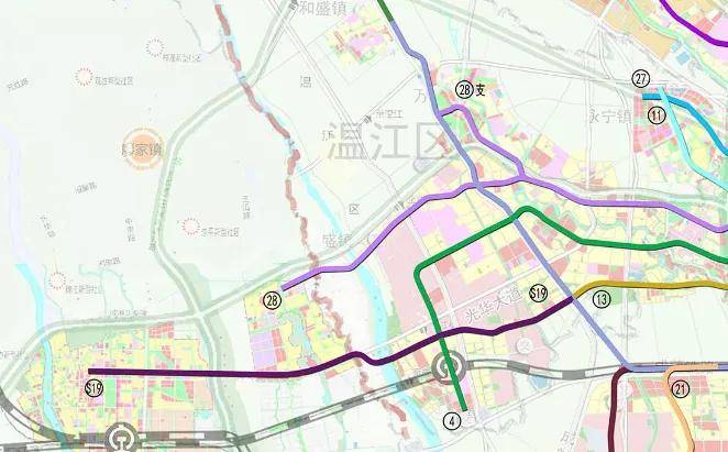 温江区规划线路:5号线延长线,14号线,15号线,20号线,21号线,22号线,33