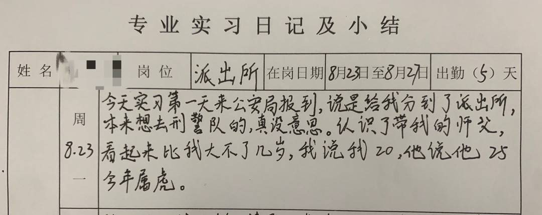 8月23日,许隆轩从四川警察学院来到了江油市公安局太平派出所实习.