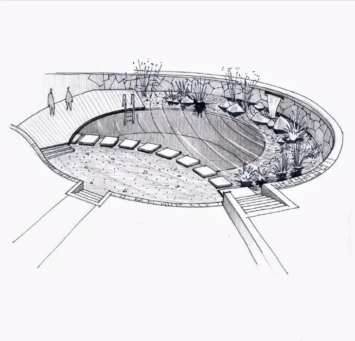 局部景观设计手绘线稿分享