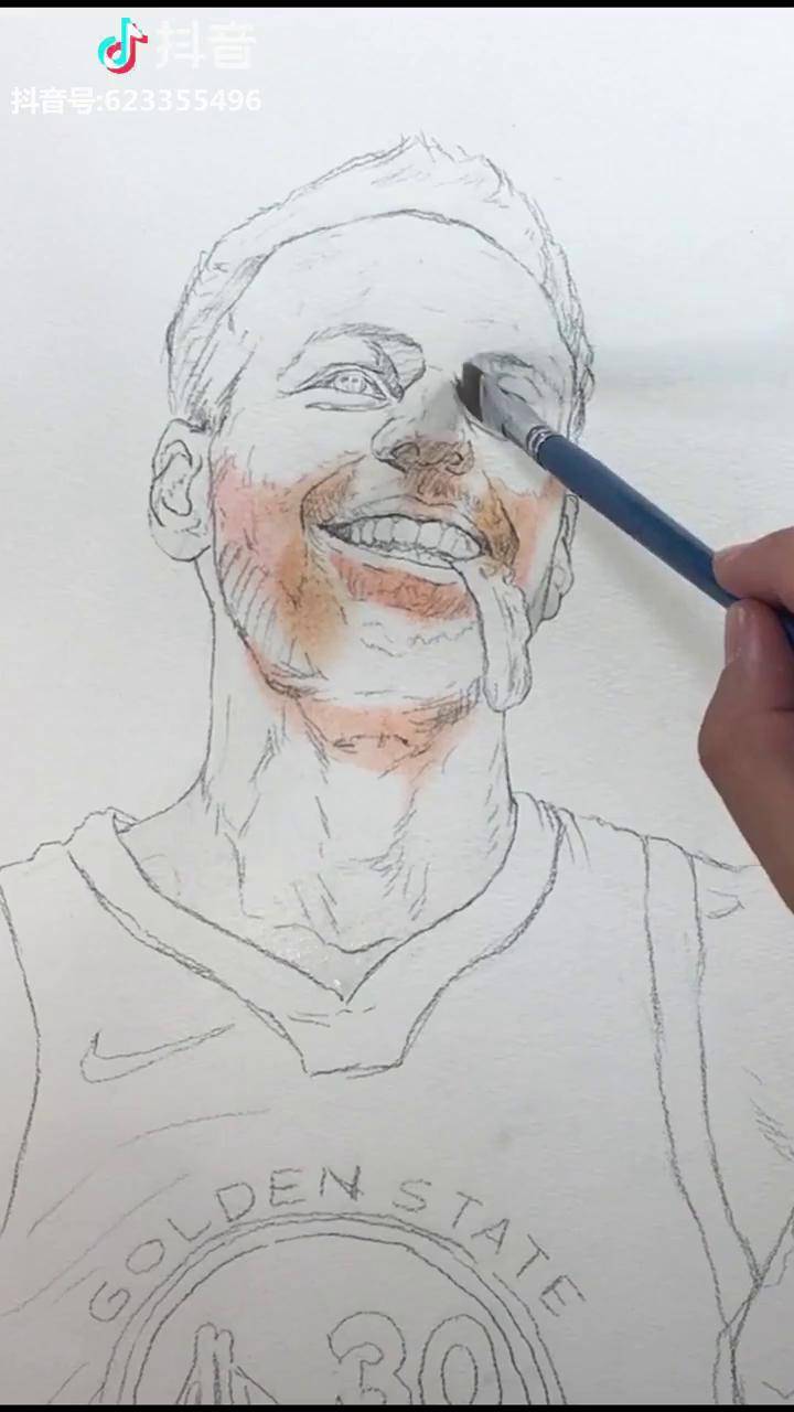 绘画绘画绘画水彩库里斯蒂芬库里小球时代的引领者改变现代篮球的球员