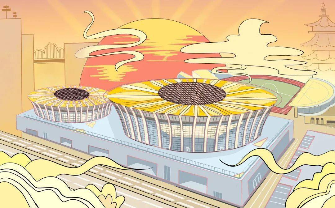 杭州亚运会场馆手绘图片