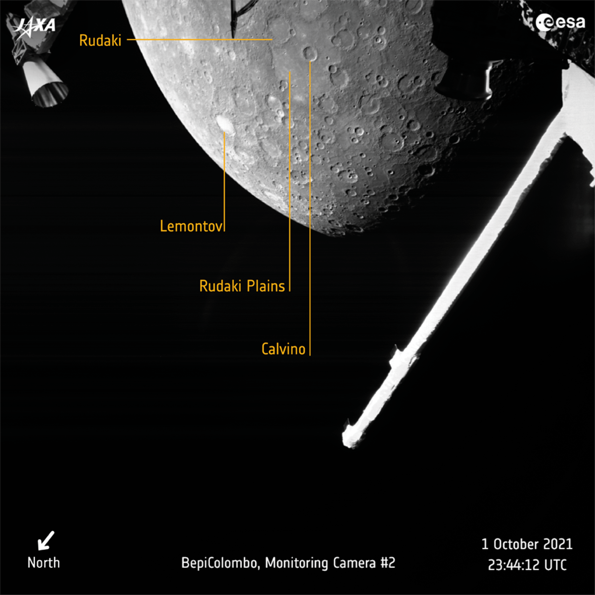 陨石坑|欧洲航天局水星探测器首次捕捉到水星图像